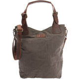 Schultertasche Umhängetasche Henkeltasche Shopper Damentasche Canvas Leder grau LE0054