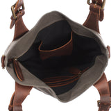 Schultertasche Umhängetasche Henkeltasche Shopper Damentasche Canvas Leder grau LE0054