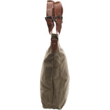 Schultertasche Umhängetasche Henkeltasche Shopper Damentasche Canvas Leder grün LE0054