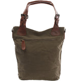 Schultertasche Umhängetasche Henkeltasche Shopper Damentasche Canvas Leder grün LE0054