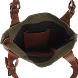 Schultertasche Umhängetasche Henkeltasche Shopper Damentasche Canvas Leder grün LE0054