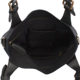 Schultertasche Umhängetasche Henkeltasche Shopper Damentasche Canvas Leder schwarz LE0054