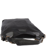 Schultertasche Umhängetasche Henkeltasche Shopper Damentasche Canvas Leder schwarz LE0054