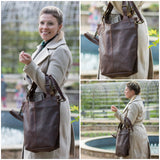 Umhängetasche Schultertasche Henkeltasche Damentasche Leder braun LE0054