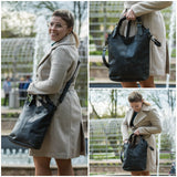 Umhängetasche Schultertasche Henkeltasche Damentasche Leder grau LE0054