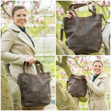 Umhängetasche Schultertasche Henkeltasche Damentasche Leder schlamm LE0054