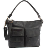 Schultertasche Umhängetasche Ledertasche Leder grau LE0039