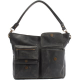 Schultertasche Umhängetasche Ledertasche Leder grau LE0039