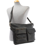 Schultertasche Umhängetasche Ledertasche Leder grau LE0039