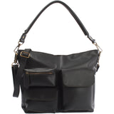 Schultertasche Umhängetasche Ledertasche Leder schwarz LE0039