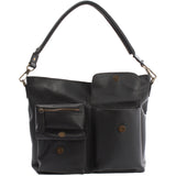 Schultertasche Umhängetasche Ledertasche Leder schwarz LE0039