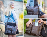 Schultertasche Umhängetasche Ledertasche Leder dunkelbraun LE0039