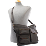 Schultertasche Umhängetasche Ledertasche Leder dunkelbraun LE0039