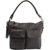 Schultertasche Umhängetasche Ledertasche Leder dunkelbraun LE0039