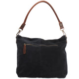 Schultertasche Umhängetasche Ledertasche Veloursleder anthrazit LE0039