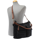 Schultertasche Umhängetasche Ledertasche Veloursleder anthrazit LE0039