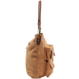 Schultertasche Umhängetasche Ledertasche Veloursleder cognac LE0039