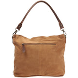 Schultertasche Umhängetasche Ledertasche Veloursleder cognac LE0039