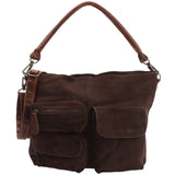 Schultertasche Umhängetasche Ledertasche Veloursleder dunkelbraun LE0039