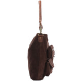 Schultertasche Umhängetasche Ledertasche Veloursleder dunkelbraun LE0039