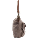 Schultertasche Umhängetasche Ledertasche Veloursleder grau LE0039