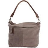 Schultertasche Umhängetasche Ledertasche Veloursleder grau LE0039