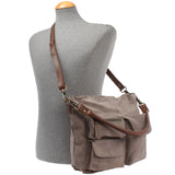 Schultertasche Umhängetasche Ledertasche Veloursleder grau LE0039