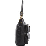 Schultertasche Umhängetasche Ledertasche Leder Damen schwarz LE0062