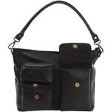 Schultertasche Umhängetasche Ledertasche Leder Damen schwarz LE0062