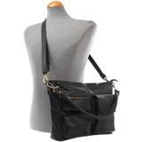 Schultertasche Umhängetasche Ledertasche Leder Damen schwarz LE0062