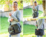 Schultertasche Umhängetasche Ledertasche Leder Damen schwarz LE0062