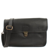 Schultertasche Umhängetasche Damen Leder gewachstes Rindsleder schwarz LE3044