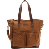 Shopper Beuteltasche Damentasche Canvas Leder cognac LE0040