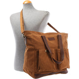 Shopper Beuteltasche Damentasche Canvas Leder cognac LE0040