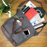 B-Ware Shopper Beuteltasche Damentasche Canvas Leder grau LE0040