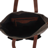 B-Ware Shopper Beuteltasche Damentasche Canvas Leder grau LE0040