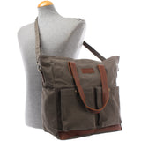 B-Ware Shopper Beuteltasche Damentasche Canvas Leder grau LE0040