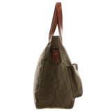 Shopper Beuteltasche Damentasche Canvas Leder grün LE0040