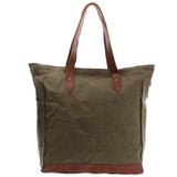 Shopper Beuteltasche Damentasche Canvas Leder grün LE0040