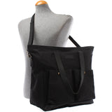 Shopper Beuteltasche Damentasche Canvas Leder schwarz LE0040