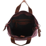 Shopper Henkeltasche Damen Canvas Leder bordeaux LE0037