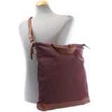 Shopper Henkeltasche Damen Canvas Leder bordeaux LE0037