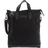 Shopper Henkeltasche Damen Canvas Leder schwarz LE0037
