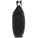 Shopper Henkeltasche Damen Canvas Leder schwarz LE0037