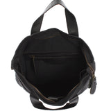 Shopper Henkeltasche Damen Canvas Leder schwarz LE0037