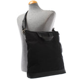 Shopper Henkeltasche Damen Canvas Leder schwarz LE0037