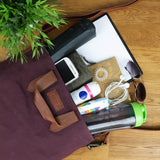 Shopper Henkeltasche Damen Canvas Leder bordeaux LE0037