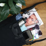 Shopper Henkeltasche Damen Canvas Leder schwarz LE0037