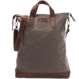 Shopper Henkeltasche Damen Canvas Leder braun grau LE0037