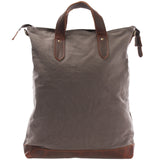 Shopper Henkeltasche Damen Canvas Leder braun grau LE0037